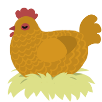 A ochre chicken with a lace pattern