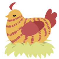 A honey and red chicken with a bar pattern