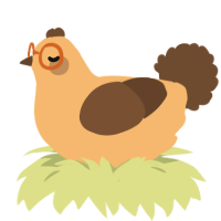 A beige and bark chicken