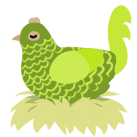 A chartreuse and lime chicken with a lace pattern