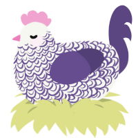 A white and overcast chicken with a double-lace pattern