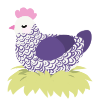 A white and overcast chicken with a double-lace pattern