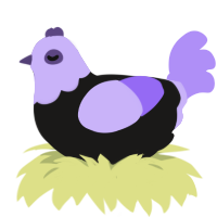 A sable and lilac chicken with a head pattern