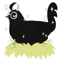 A black chicken with a head pattern