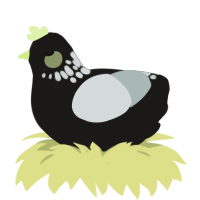 Hologram, a sable and silver chicken with a neck-speckle pattern