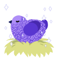 A lilac and indigo chicken with a double-lace pattern