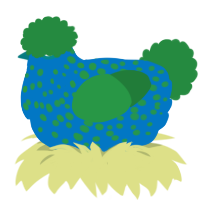 Big Earth, a sapphire and viridian chicken with a speckle pattern