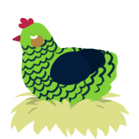 A grass and tumblr chicken with a lace pattern