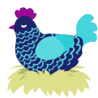 (unnamed), a navy and aqua chicken with a lace pattern
