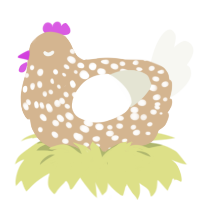 A beige and white chicken with a speckle pattern