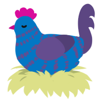 A sapphire and overcast chicken with a bar pattern