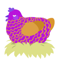 A amethyst and orange chicken with a lace pattern