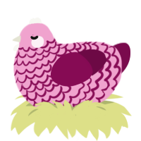 Rosemary, a pink and wine chicken with a lace pattern