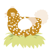 PEANUT, a ochre and cream chicken with a speckle pattern