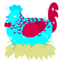 Draco Meteor, a aqua and maroon chicken with a half-lace pattern