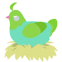 A mint and grass chicken with a head pattern