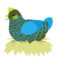 River, a olive and sky chicken with a lace pattern