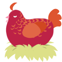 Lava, a crimson and vermilion chicken with a half-lace pattern
