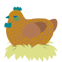A ochre and brown chicken with a lace pattern