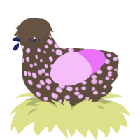 CBRE, a bark and lavender chicken with a speckle pattern