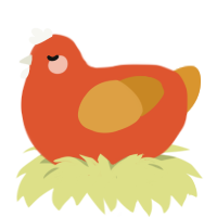 A vermilion and orange chicken