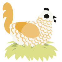 A white and honey chicken with a lace pattern