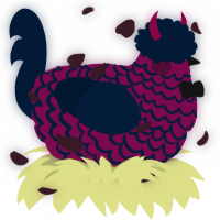 A wine and tumblr chicken with a lace pattern