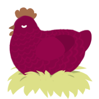 A maroon chicken with a lace pattern