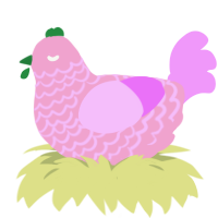 The Pyramids, a pink and lavender chicken with a lace pattern