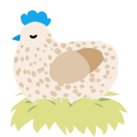 A cream and beige chicken with a speckle pattern