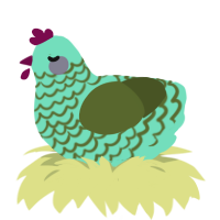 A mint and olive chicken with a lace pattern
