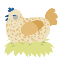 samuel, a beige and gold chicken with a speckle pattern