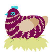 A wine and beige chicken with a bar pattern