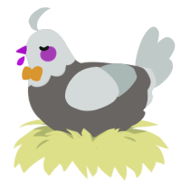 PAM, a grey and silver chicken with a head pattern
