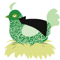 A viridian and gluppy chicken with a double-lace pattern