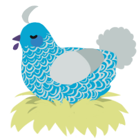 A cerulean and silver chicken with a double-lace pattern