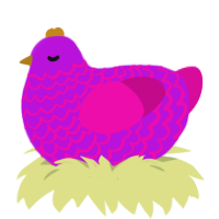 A amethyst and fuchsia chicken with a lace pattern