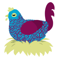 Macaw, a cerulean and wine chicken with a double-lace pattern