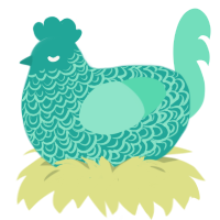 Moonlight, a turquoise and mint chicken with a double-lace pattern