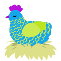 A sky and lime chicken with a lace pattern