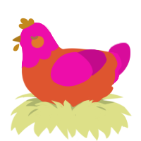 dunkin donuts, a vermilion and fuchsia chicken with a head pattern