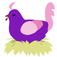 A violet and pink chicken