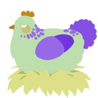 A gluppy and blurple chicken with a neck-speckle pattern