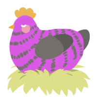 A orchid and grey chicken with a bar pattern