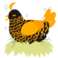 A sable and orange chicken with a lace pattern