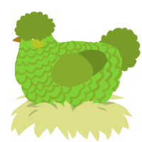 A grass and chartreuse chicken with a lace pattern