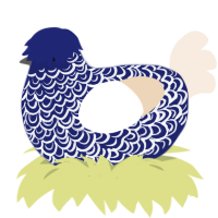 A navy and cream chicken with a double-lace pattern