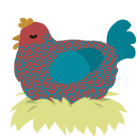 (unnamed), a red and sea chicken with a double-lace pattern