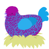 A plum and sky chicken with a double-lace pattern