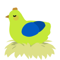 A lime and ultramarine chicken